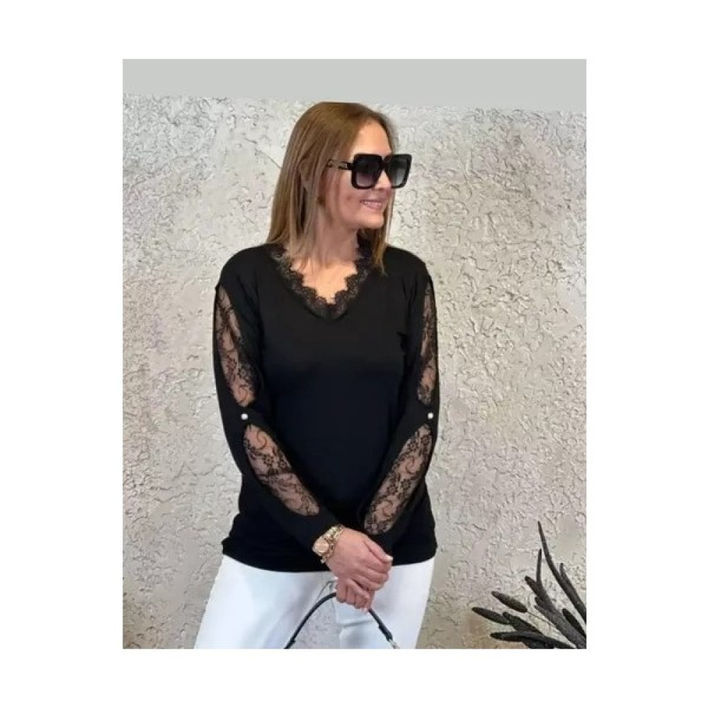 Sarem Moda Kolu Tül Dantel Yaka Çilek Buluz Bluz Fiyatı