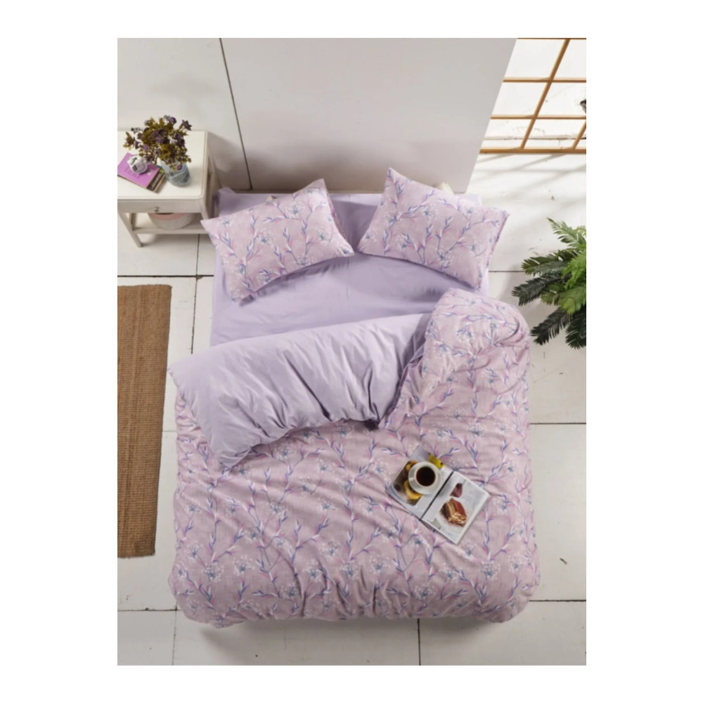 Sares Home Çiçekli Lavanta Desen Tek Kişilik Nevresim Takımı Iki Yönlü Kullanım Çarşafı Düz Lila Nevresim Takımı Fiyatı