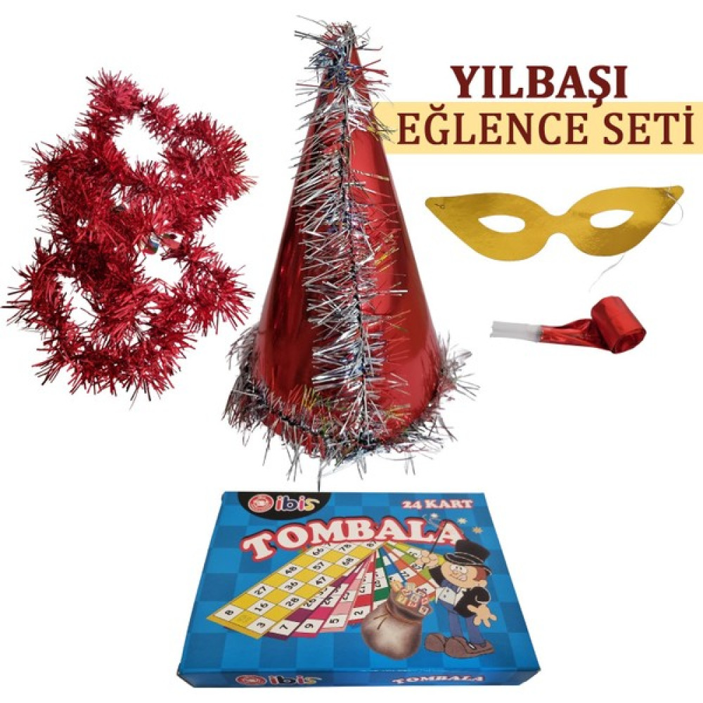 Saresena Yılbaşı Eğlence Seti - Tombala - Karton Şapka, Yılbaşı Düdüğü, Karton Maske, Simli Süs ( Katyon Set ) Oyuncak Fiyatı