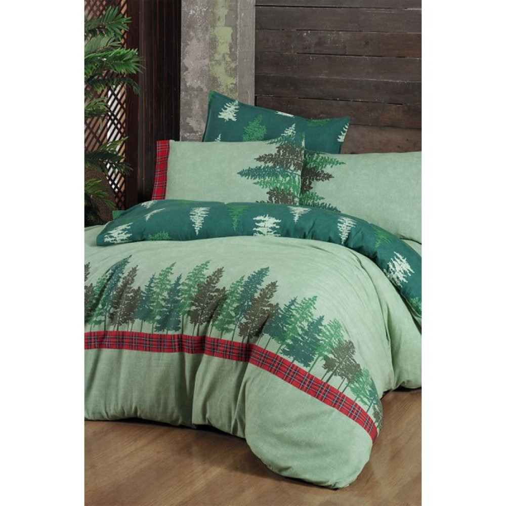 Sarev Alba Yeşil Çift Kişilik %100 Pamuk Flanel (Pazen) Nevresim Takımı - 200 x 220 cm Nevresim Takımı Fiyatı