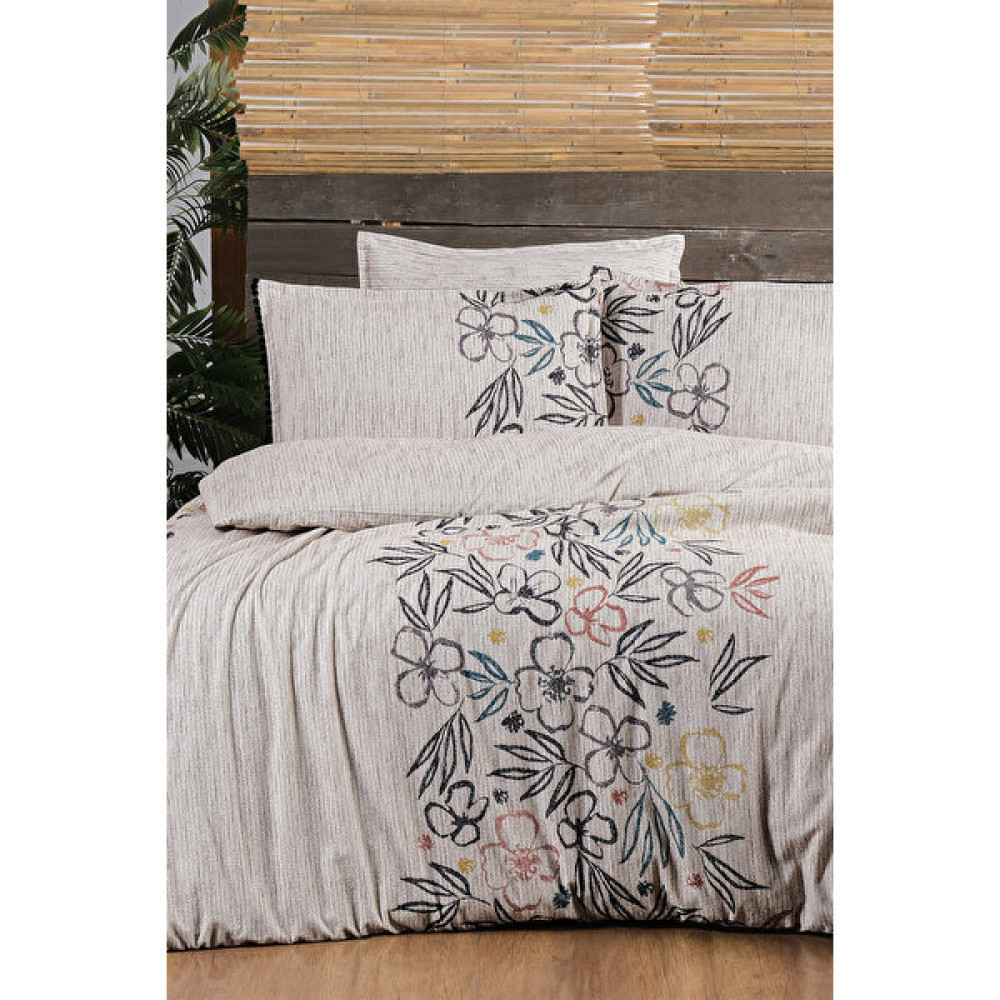 Sarev Amelia Bej King Size (Battal Boy) %100 Pamuk Flanel (Pazen) Nevresim Takımı - 240 x 220 cm Nevresim Takımı Fiyatı