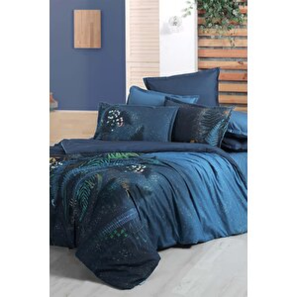Sarev Deep Blue Mavi Tek Kişilik %100 Pamuk Fancy Poplin Nevresim Takımı Nevresim Takımı Fiyatı