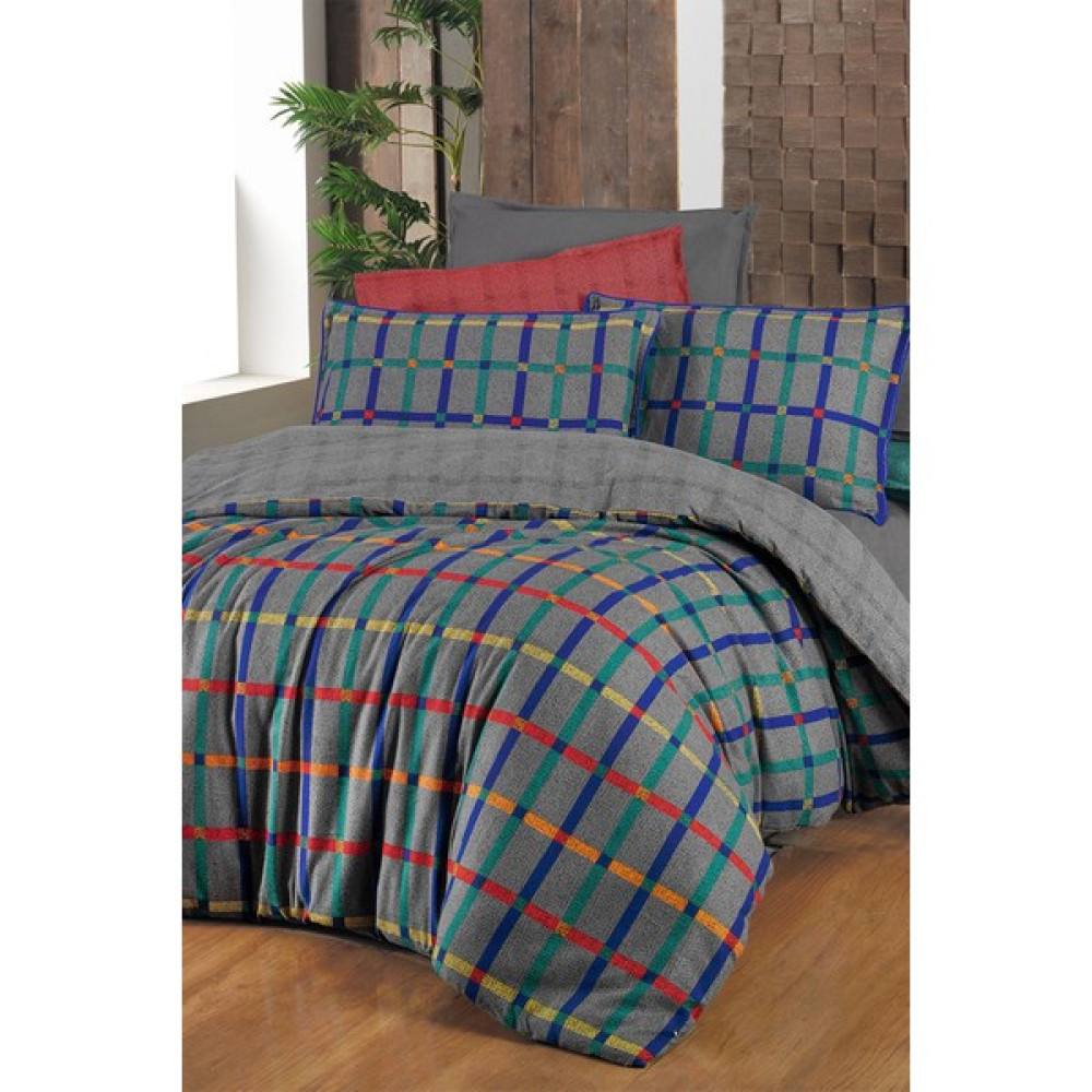 Sarev Ragnar Gri Çift Kişilik  Pamuk Flanel (Pazen) Nevresim Takımı - 200 x 220 cm Nevresim Takımı Fiyatı
