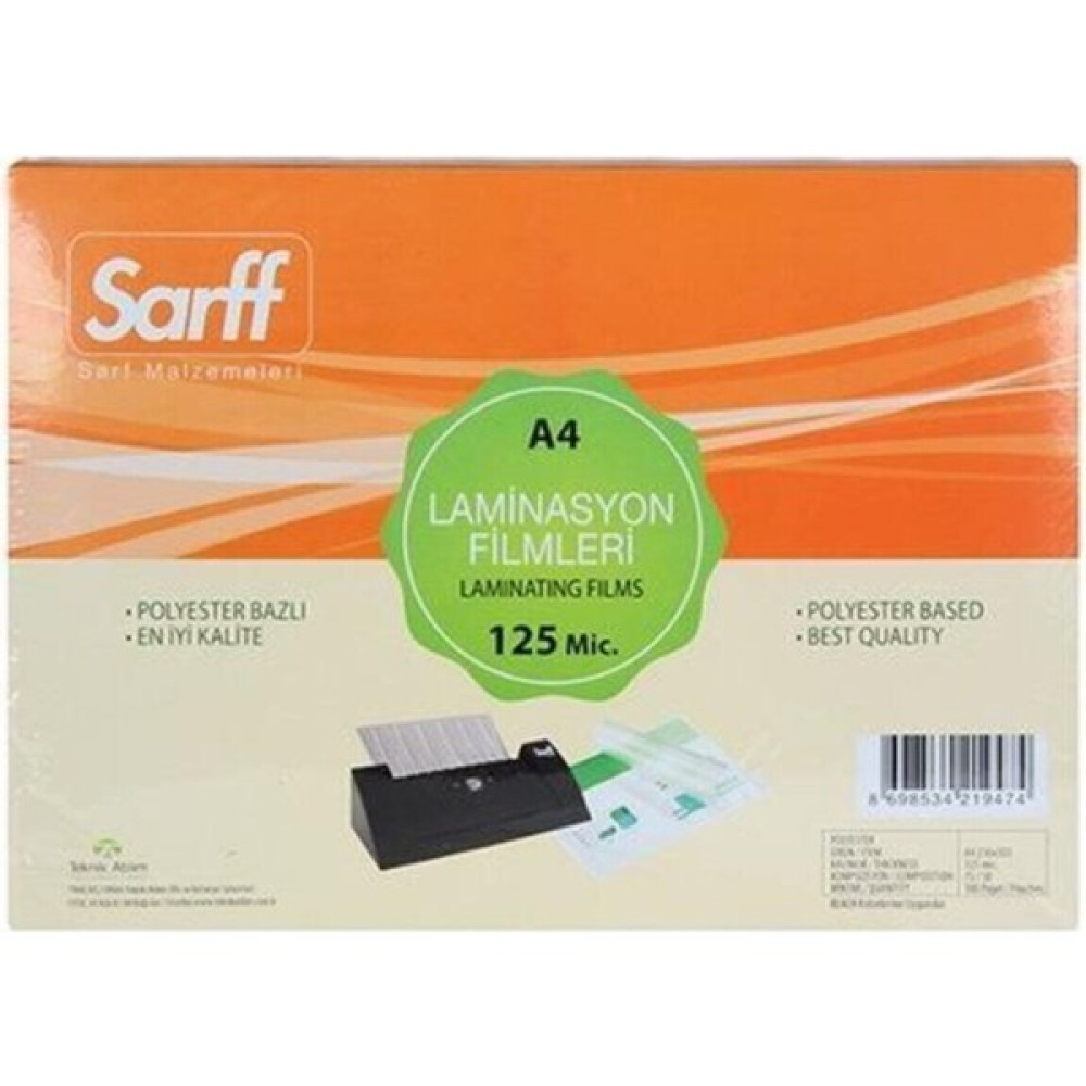 Sarff A4 125 Micron Laminasyon Filmi Laminasyon Sistemi Fiyatı
