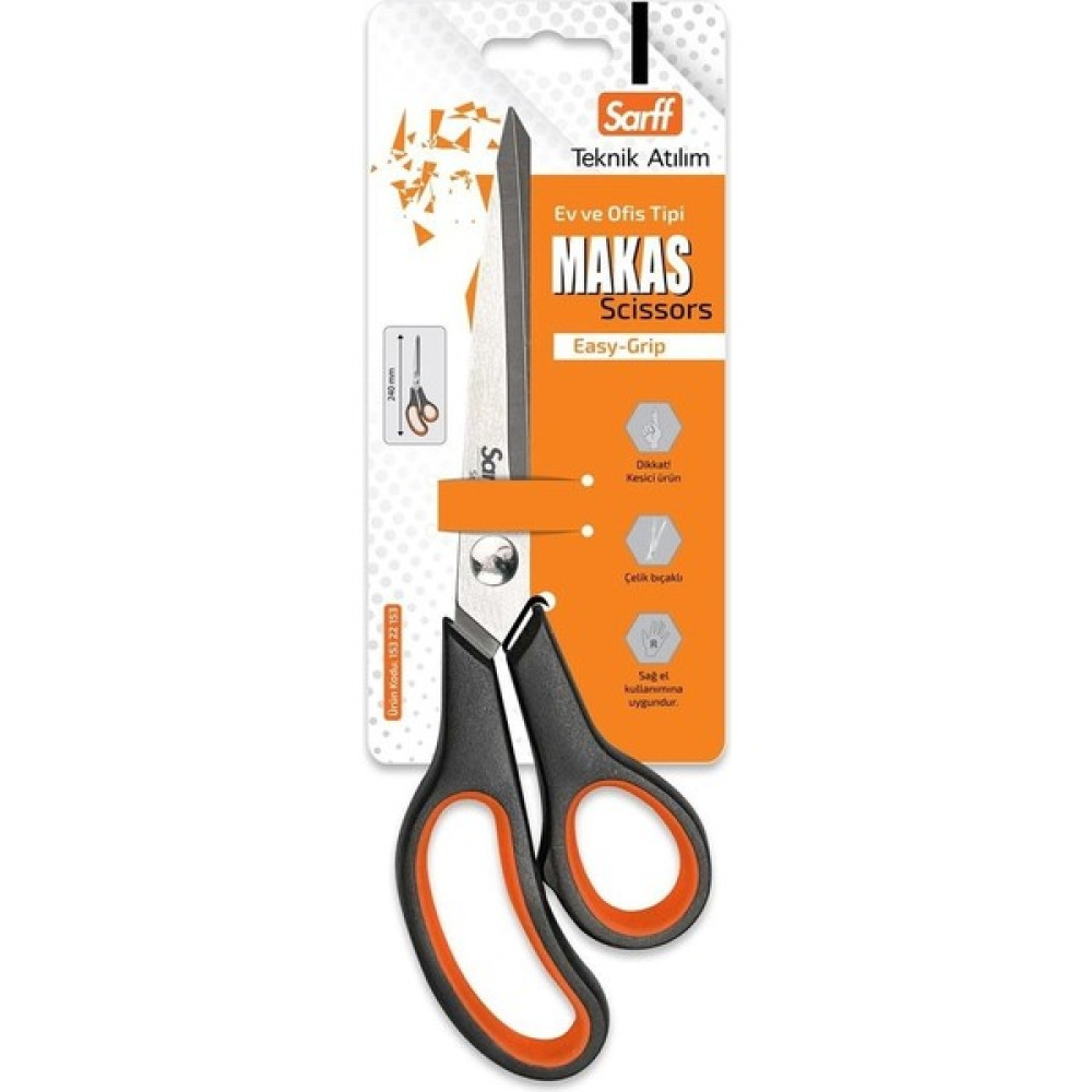 Sarff Easy Grip Kauçuk Plastik Saplı 24 cm Ofis Makası Oto Boyaları Fiyatı