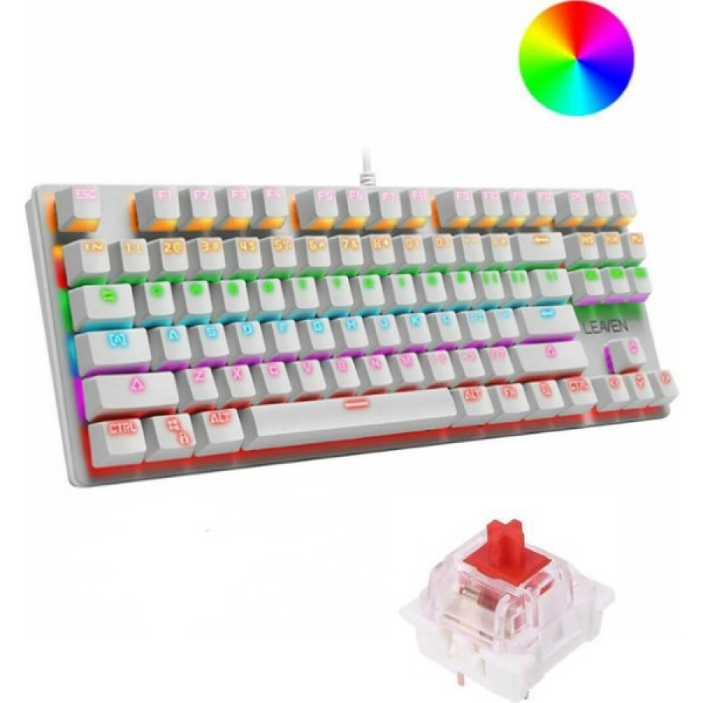 Sarftech Leaven K550 USB LED Kablolu 87 Tuşlu Mekanik Oyun Klavyesi - Beyaz (Mavi Switch) - Kırmızı Switch Oyuncu Klavyesi Fiyatı