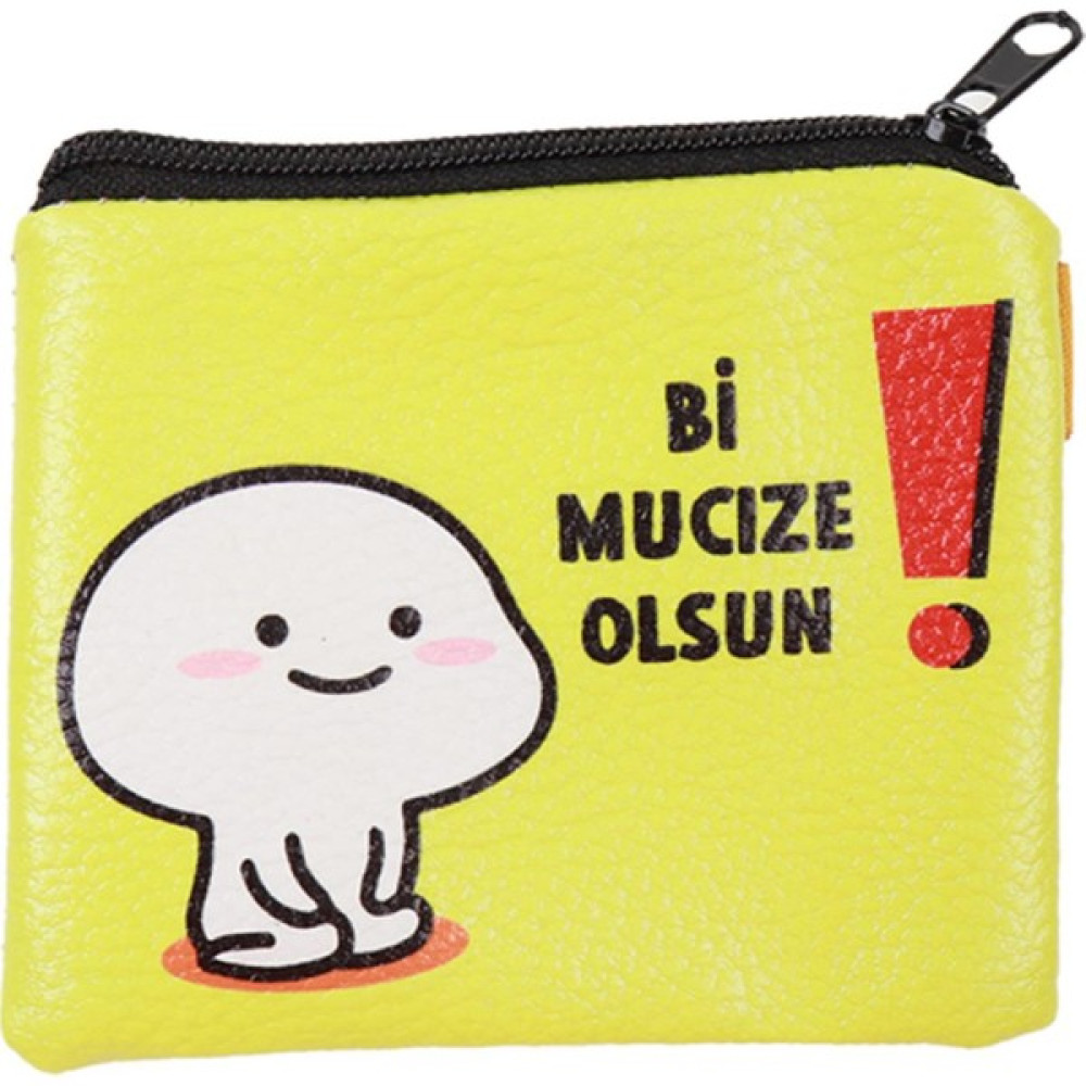Sarı Bi Mucize Olsun! Tasarım Süet Bozuk Para Cüzdanı Bayan Cüzdan Fiyatı