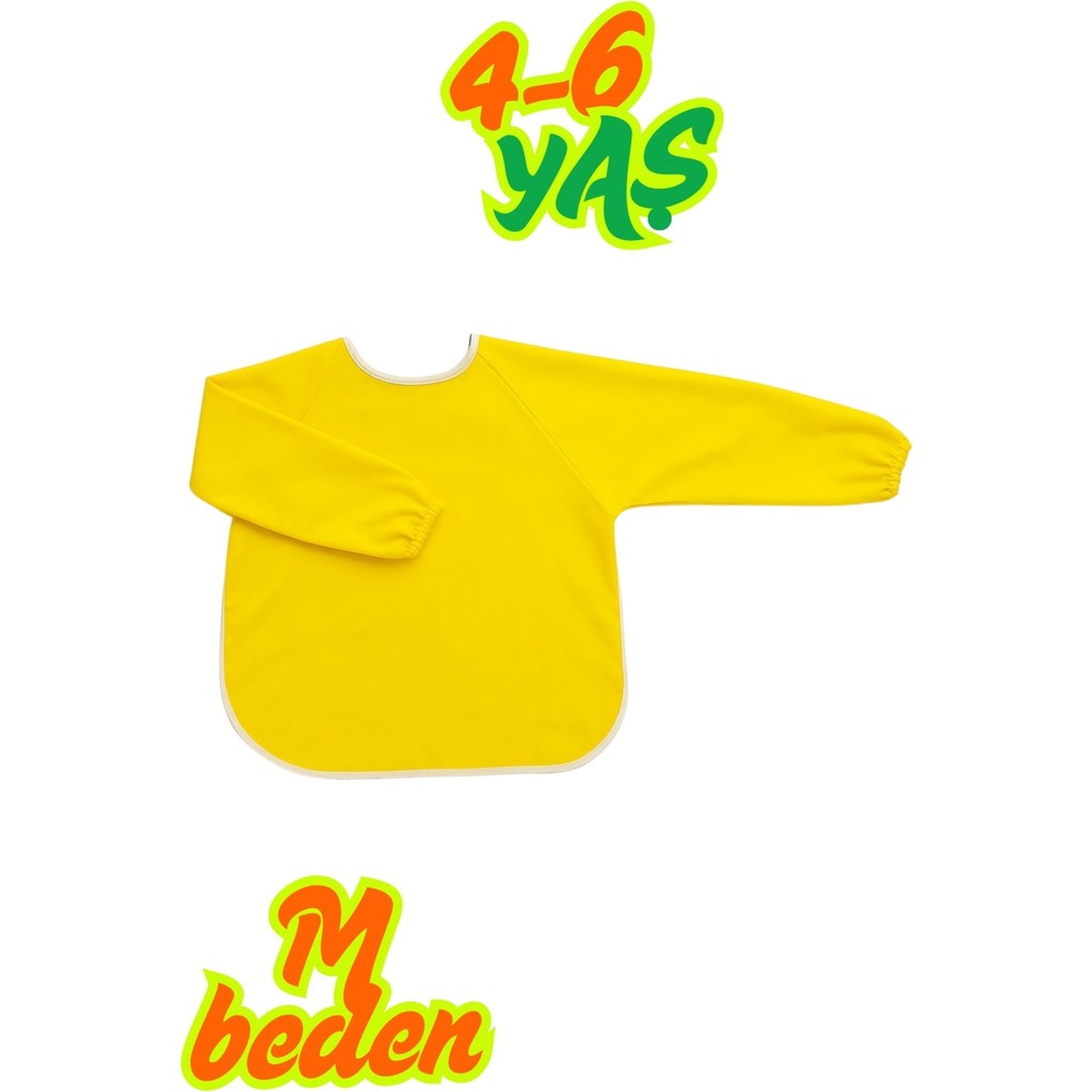 Sarı Boyama Önlüğü M Beden 4-6 Yaş Su Itici Kumaş Diğer Fiyatı