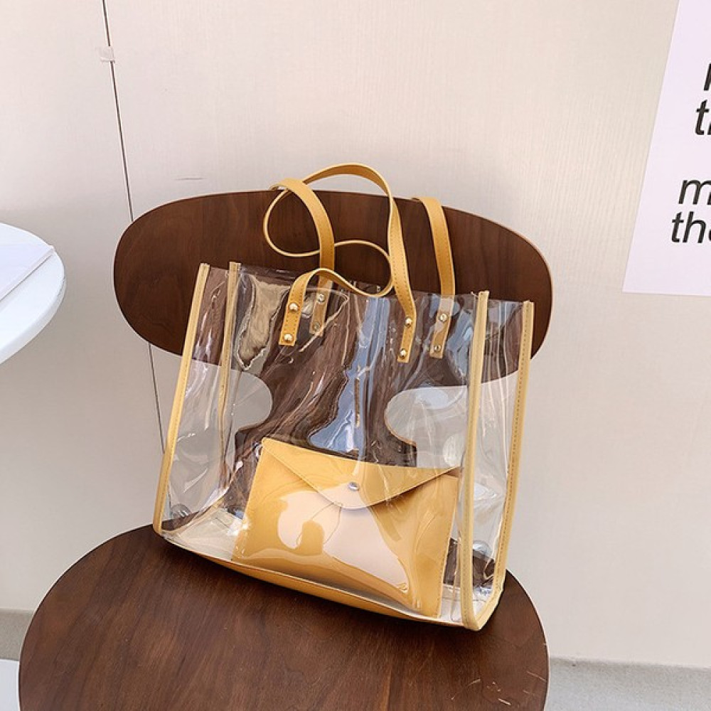 Sarı Şeffaf Çanta Kadın Çantası 2 Adet/takım Lüks Çanta Moda Pvc Şeffaf Çanta Yüksek Kaliteli Çanta Feminina Kova Crossbody 2023 (Yurt Dışından) Bayan Çanta ve Cüzdan Fiyatı