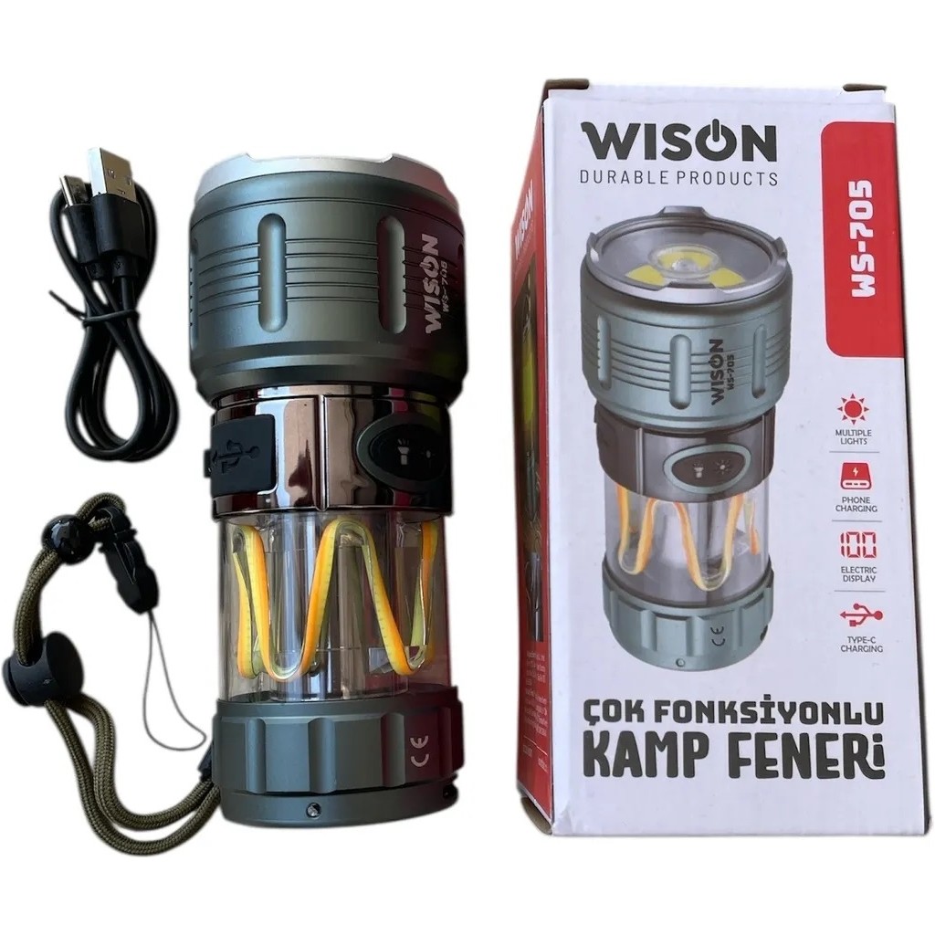 Şarj Edilebilir El Feneri - Wison - 1000 Lümen - 10 Watt Diğer Fiyatı