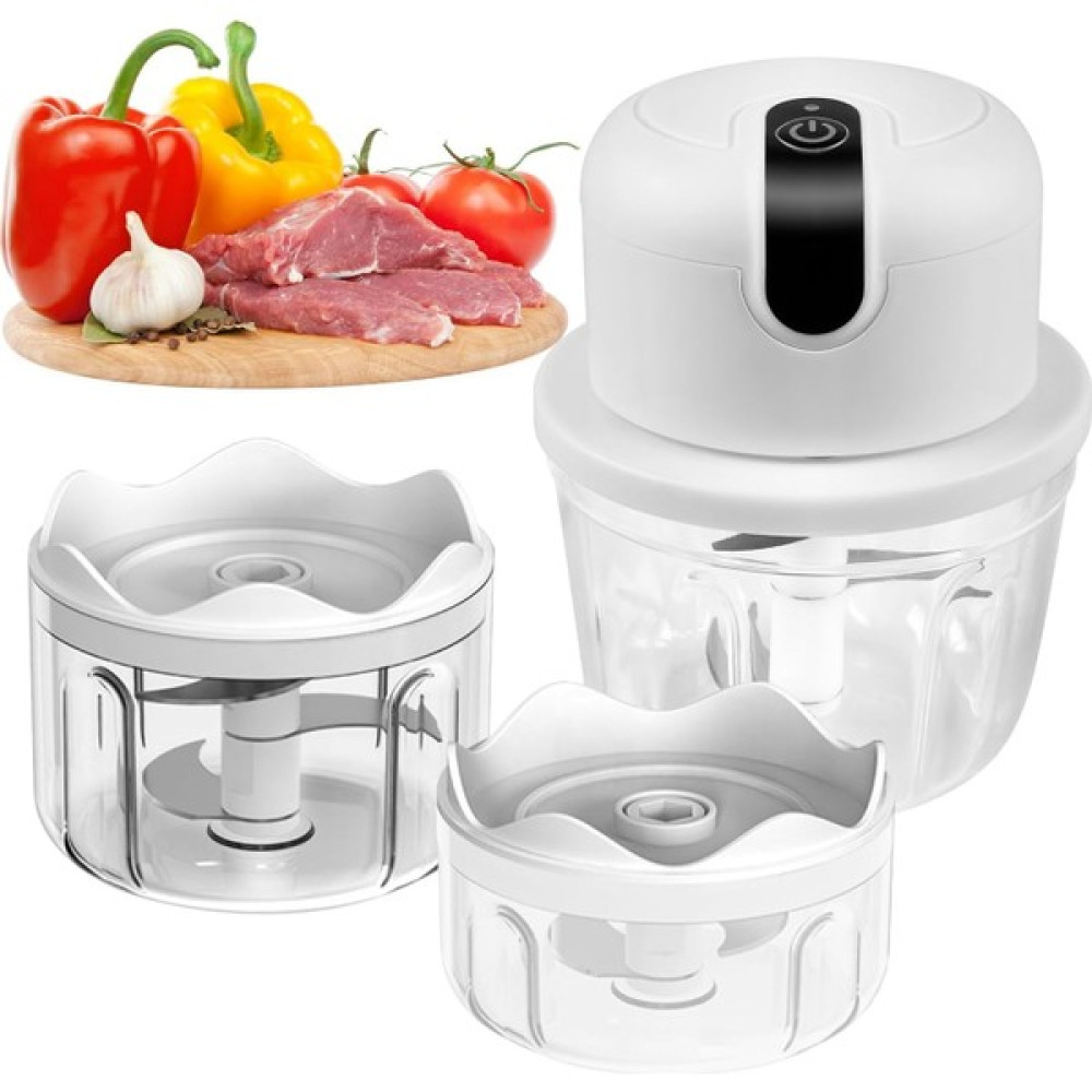 Şarjlı Mini Doğrayıcı 3 Bıçaklı Blender Rondo Taşınabilir 1500MAH Kablosuz Mutfak Sebze Doğrayıcı - Beyaz Doğrayıcılar / Rondolar Fiyatı