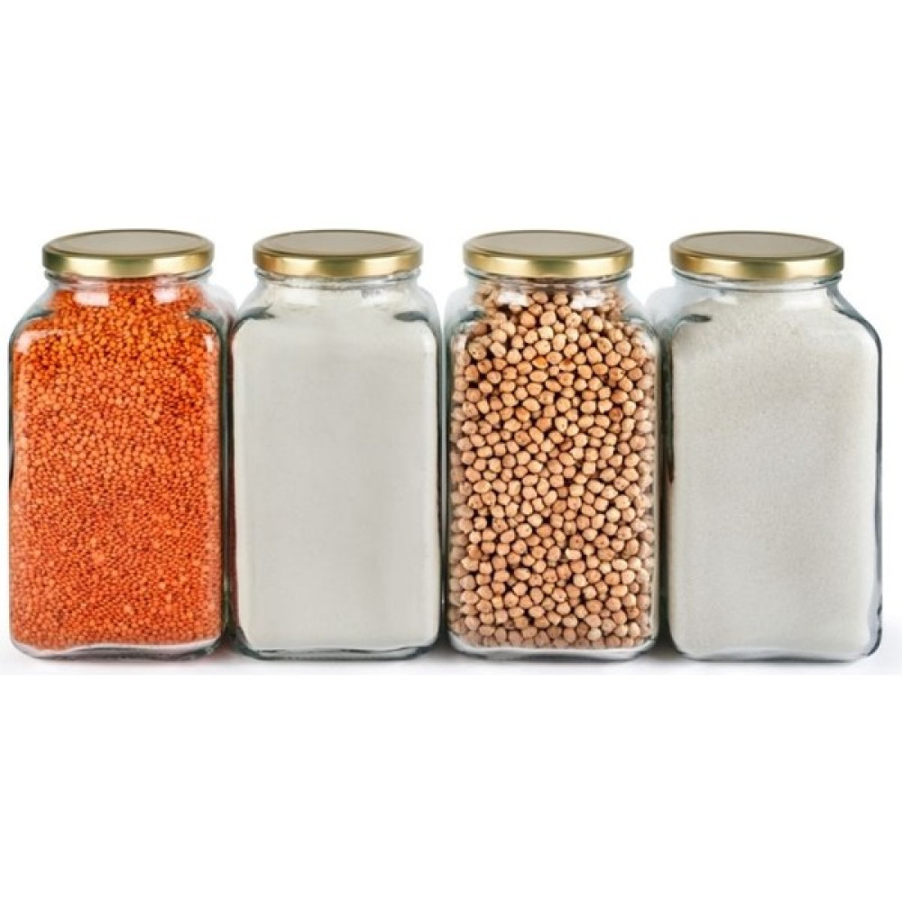 Sarkap 4'lü 3000 ml Köşeli Kapaklı Cam Kavanoz - Gold Kapak - 300 ml - 4 Adet Saklama Kapları Fiyatı