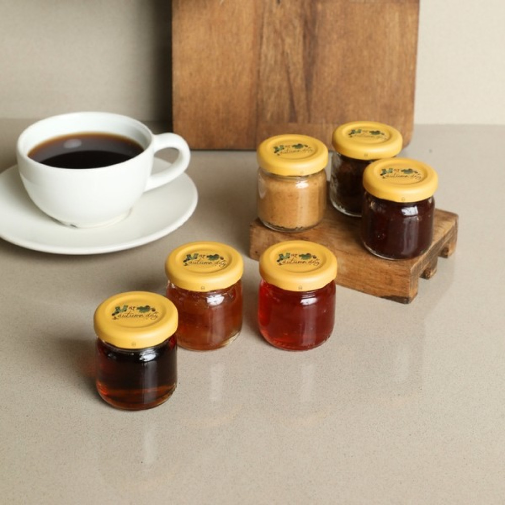 Sarkap 6'lı 40 ml Yuvarlak Cam Kavanoz - Autumn Day - Turuncu Saklama Kapları Fiyatı