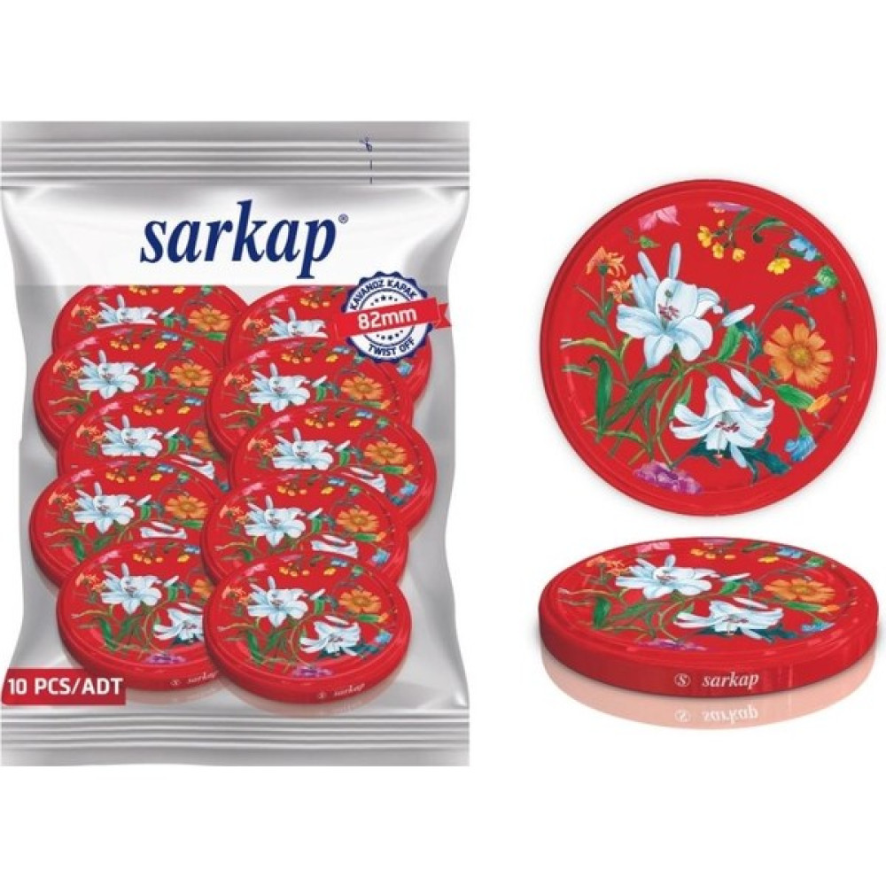 Sarkap Hijyenik Paketli 10 Adet Kavanoz Kapağı Bordo Çiçekli Desen 82 mm Saklama Kapları Fiyatı