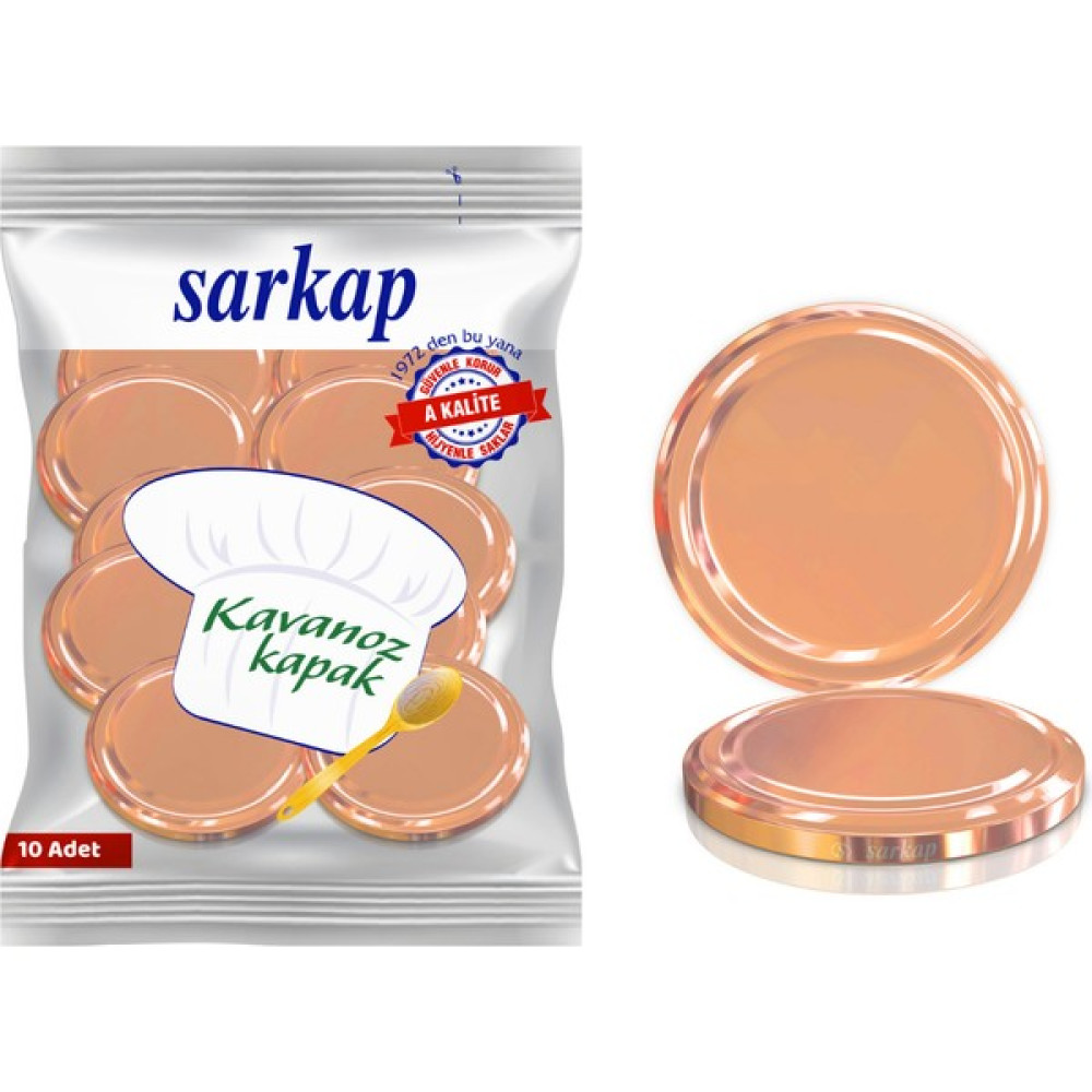 Sarkap Hijyenik Paketli 10 Adet Kavanoz Kapağı - Bronz - 82mm Saklama Kapları Fiyatı