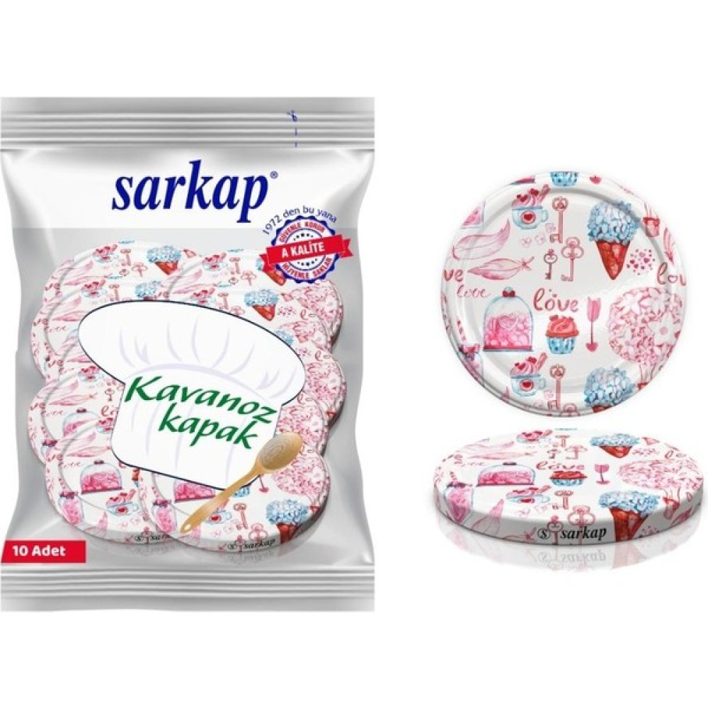 Sarkap Hijyenik Paketli 10 Adet Kavanoz Kapağı Pembe Love Desen 82 mm Saklama Kapları Fiyatı