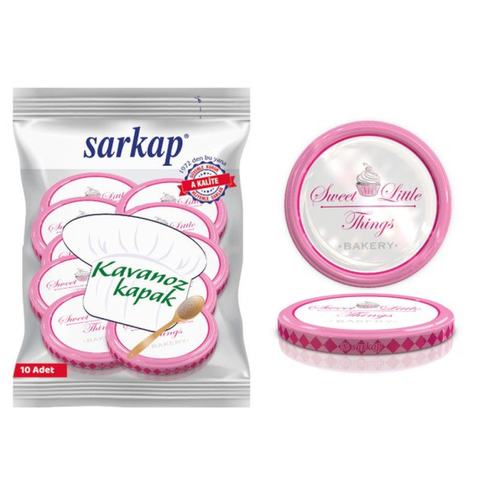 Sarkap Hijyenik Paketli 10 Adet Kavanoz Kapağı - Pembe Sweet Little Things - 82mm Saklama Kapları Fiyatı