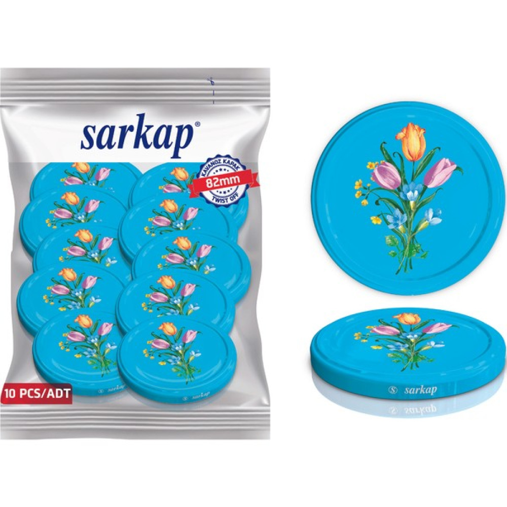 Sarkap Hijyenik Paketli 10 Adet Kavanoz Kapağı – Renkli Gül - 82MM Saklama Kapları Fiyatı
