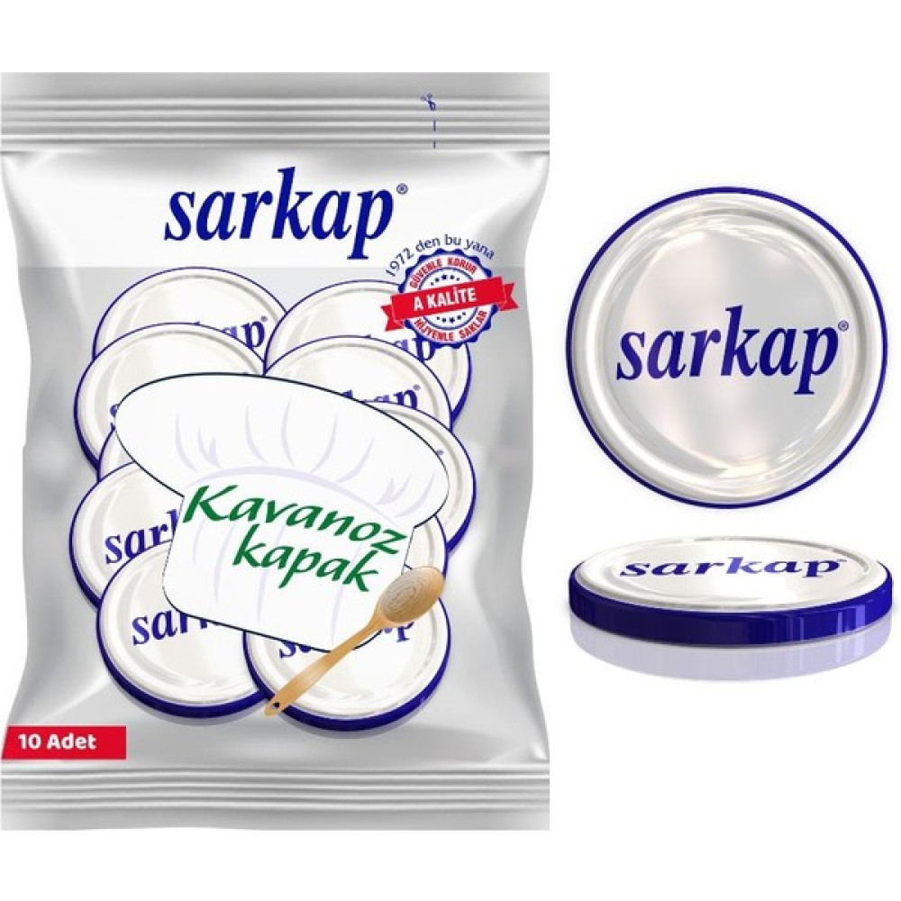 Sarkap Hijyenik Paketli 10 Adet Kavanoz Kapağı - Sarkap Logolu - 82mm Saklama Kapları Fiyatı