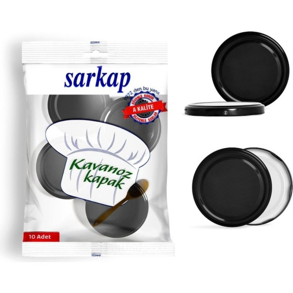 Sarkap Hijyenik Paketli 10 Adet Kavanoz Kapağı - Siyah - 82mm - 82 ml Saklama Kapları Fiyatı