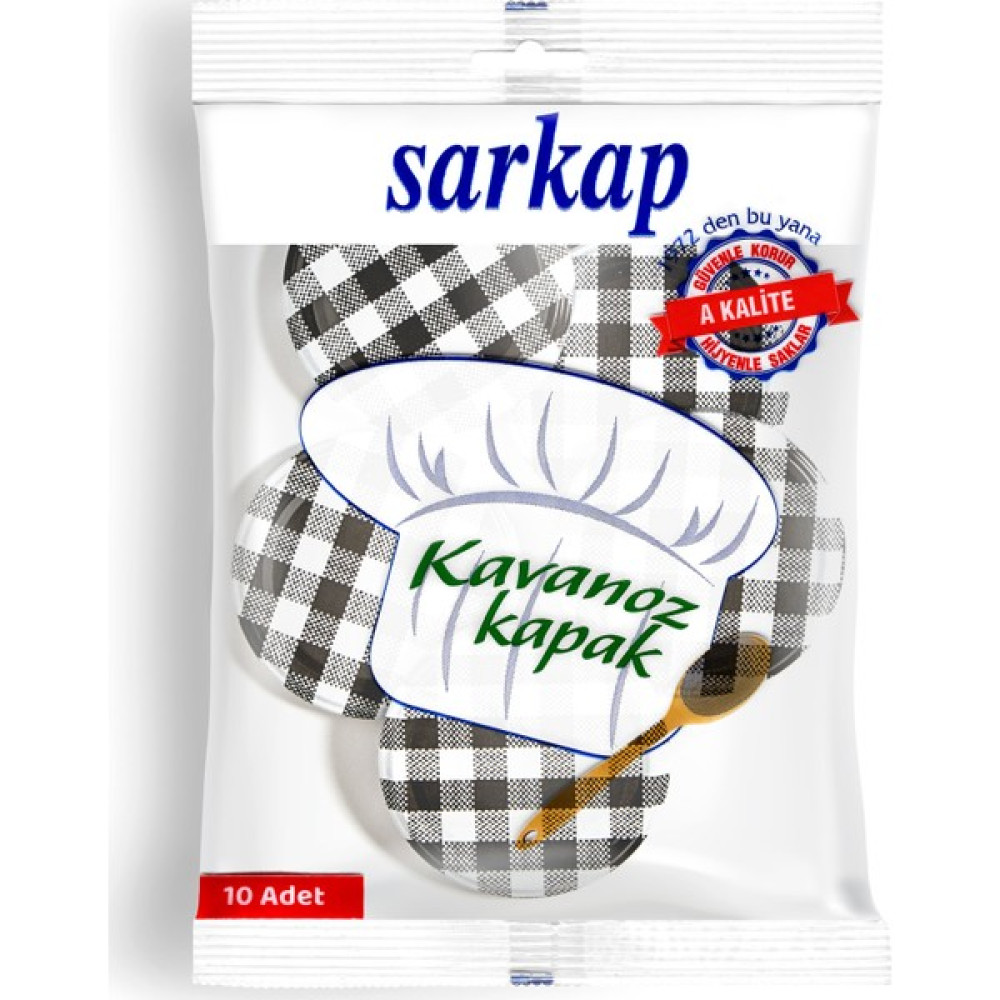 Sarkap Hijyenik Paketli 10 Adet Kavanoz Kapağı-Siyah Ekoseli-82 mm Saklama Kapları Fiyatı