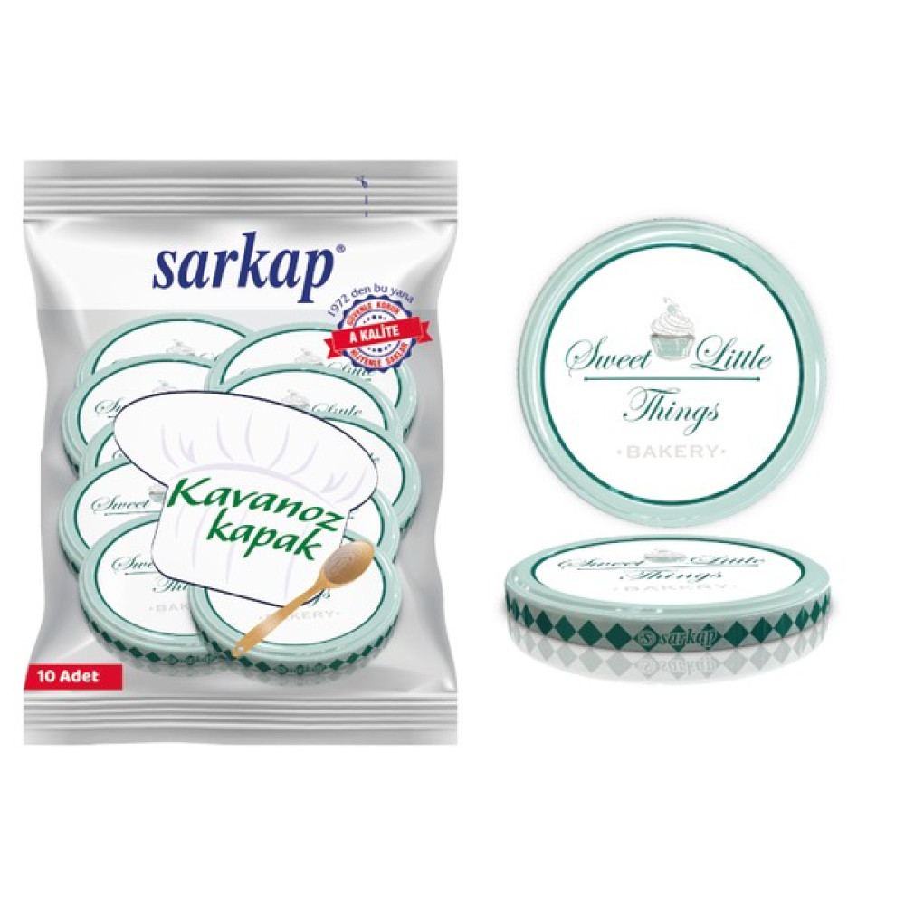 Sarkap Hijyenik Paketli 10 Adet Kavanoz Kapağı - Yeşil Sweet Little Things - 82mm Saklama Kapları Fiyatı