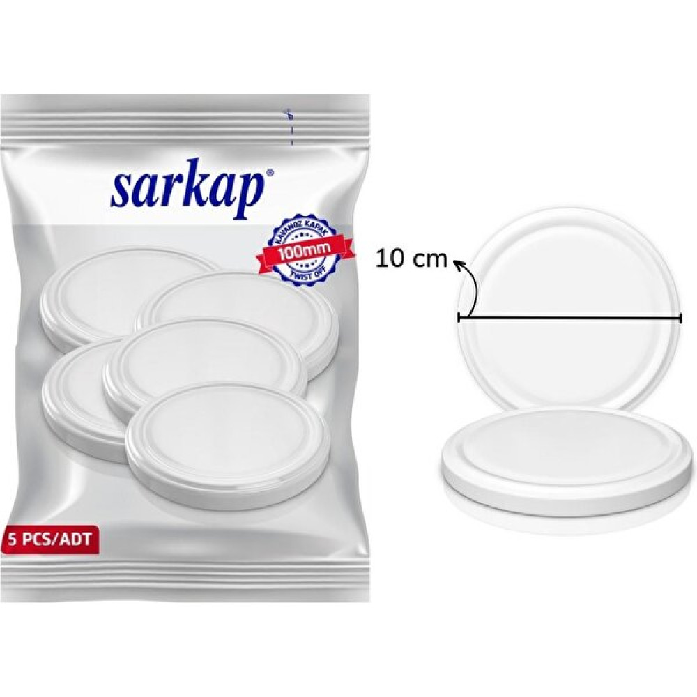 Sarkap Hijyenik Paketli 5 Adet Kavanoz Kapağı - Beyaz - 100 mm Saklama Kapları Fiyatı