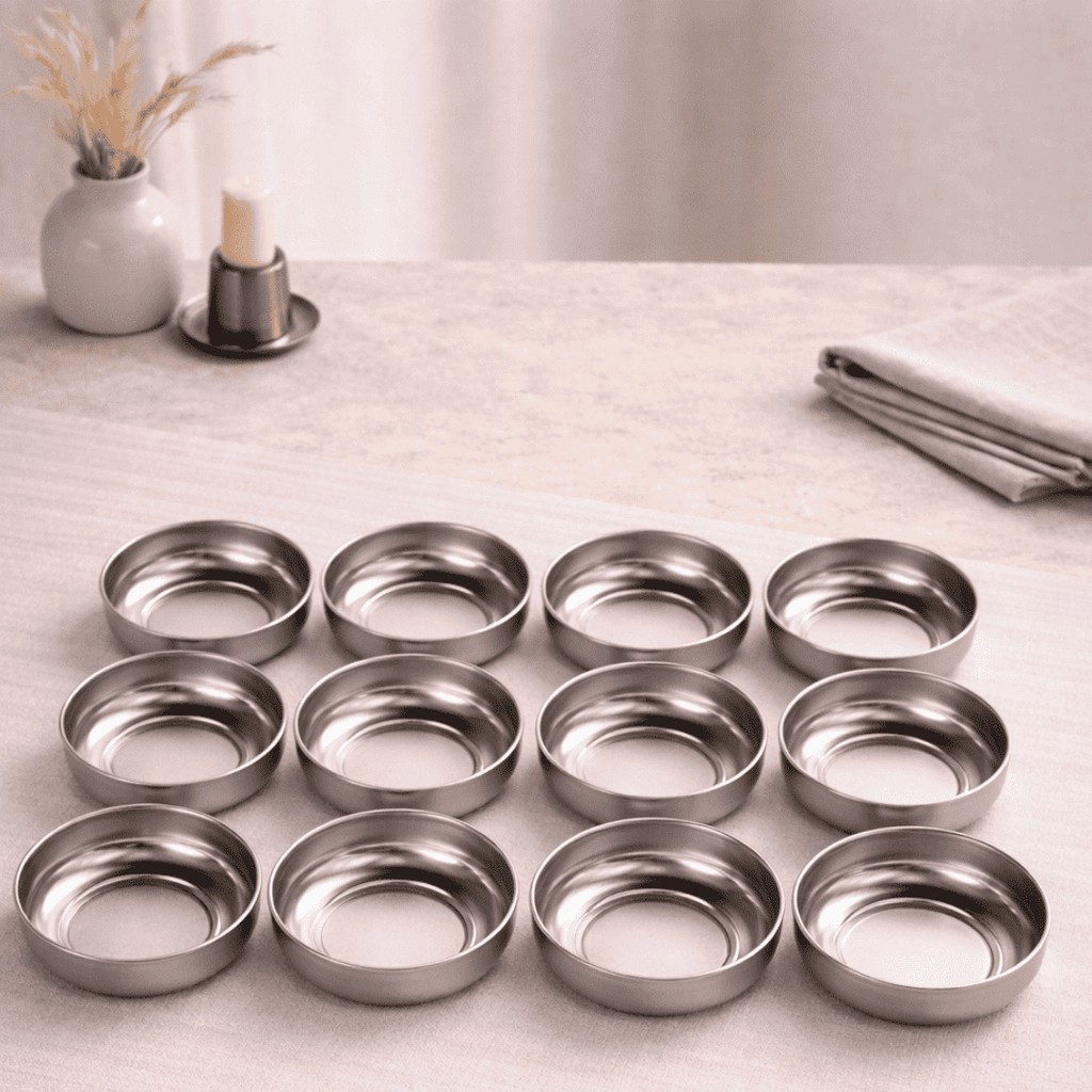 Sarkap Home 10 cm Çap, 3.2 cm Yükseklik 12'li Dondurmalık ve Çerezlik Seti - Silver - Gümüş Diğer Fiyatı