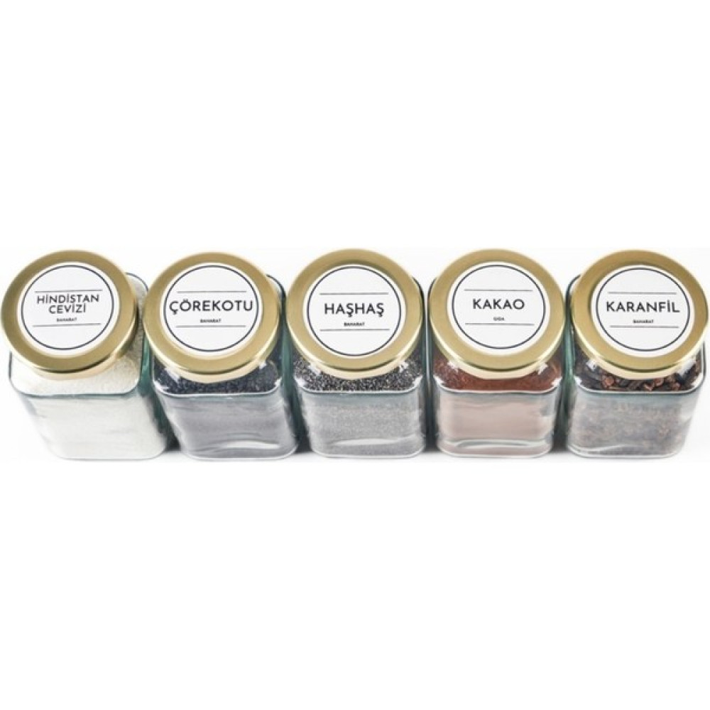 Sarkap Yuvarlak Kavanoz Etiketi - 24'lü Baharat Etiketi - Şeffaf - 100 ml Baharat Setleri & Baharatlıklar Fiyatı