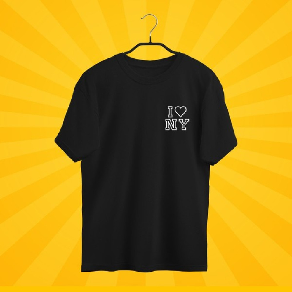 ŞARMAN Siyah Baskılıtişört Kadın / Erkek I Love New York Baskılı T-Shirt Erkek T-shirt Fiyatı