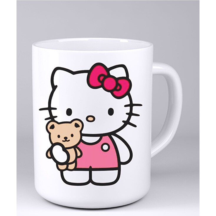 Sartre Art Hello Kitty Tasarım Kupa Bardak - 001 - Beyaz - 330 ml Fincan / Bardak / Kahve Takımı Fiyatı