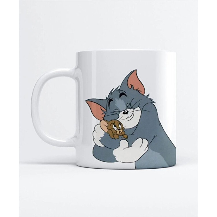 Sartre Art Tom ve Jerry Tasarım Porselen Kupa Bardak - 1 Adet - 330 ml Fincan / Bardak / Kahve Takımı Fiyatı