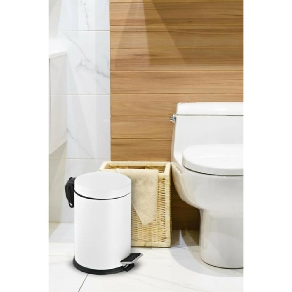 SAS Banyo Tuvalet Balkon Mutfak, Beyaz Renkli Pedallı Metal Çöp Kovası 3 Litre Çöp Kovaları Fiyatı