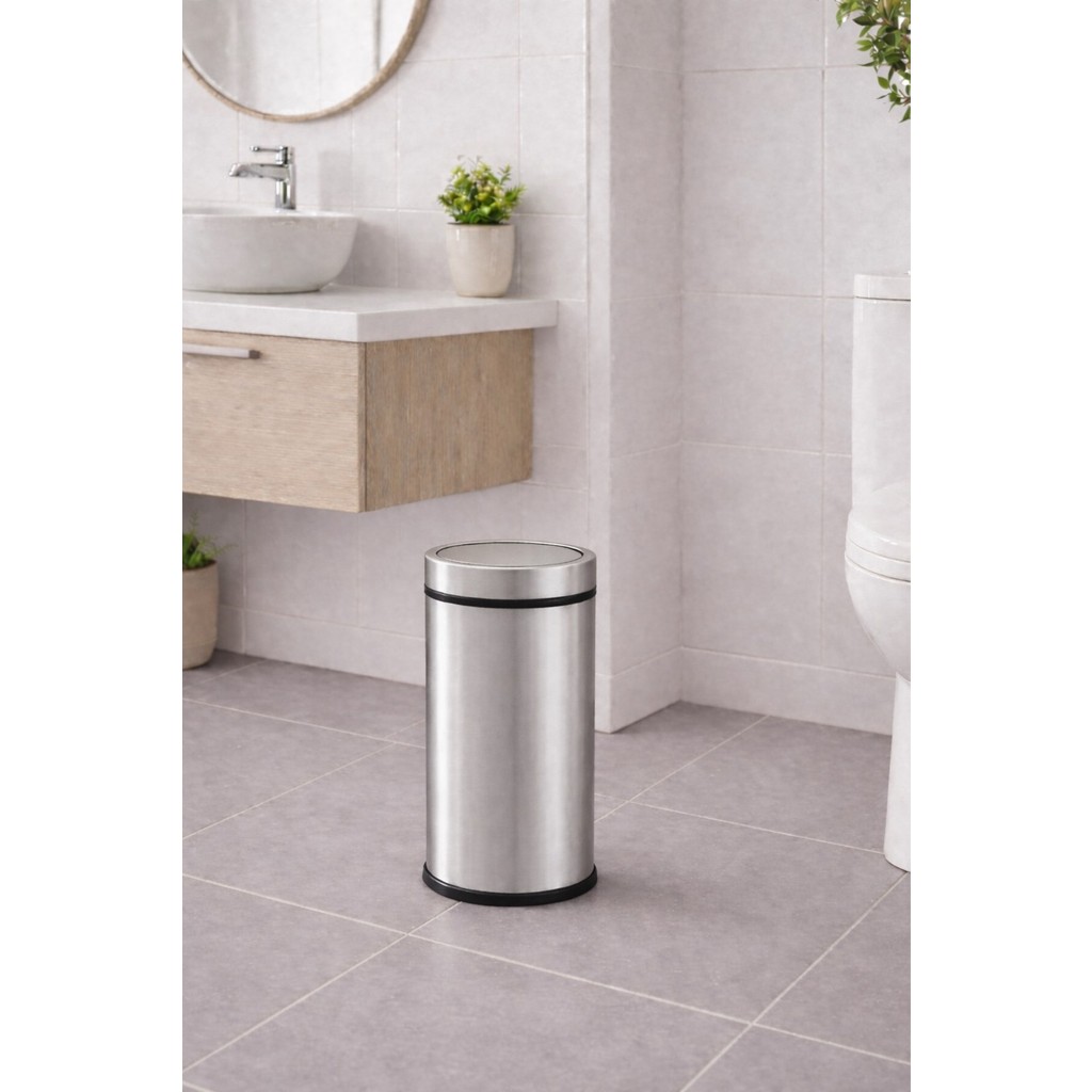 Sas Haus 8 Litre Döner Kapaklı Paslanmaz Çelik Banyo & Wc Çöp Kovası Titan 7508 - Gri - 8 lt Diğer Fiyatı