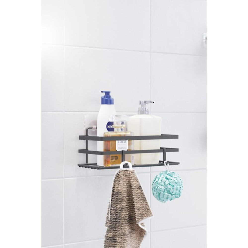 Sas Haus Ömür Boyu Paslanmaz Yapışkanlı Banyo Düzenleyici Şampuanlık Tek Katlı Duş Rafı Siyah Lm -01 Banyo Rafı Fiyatı