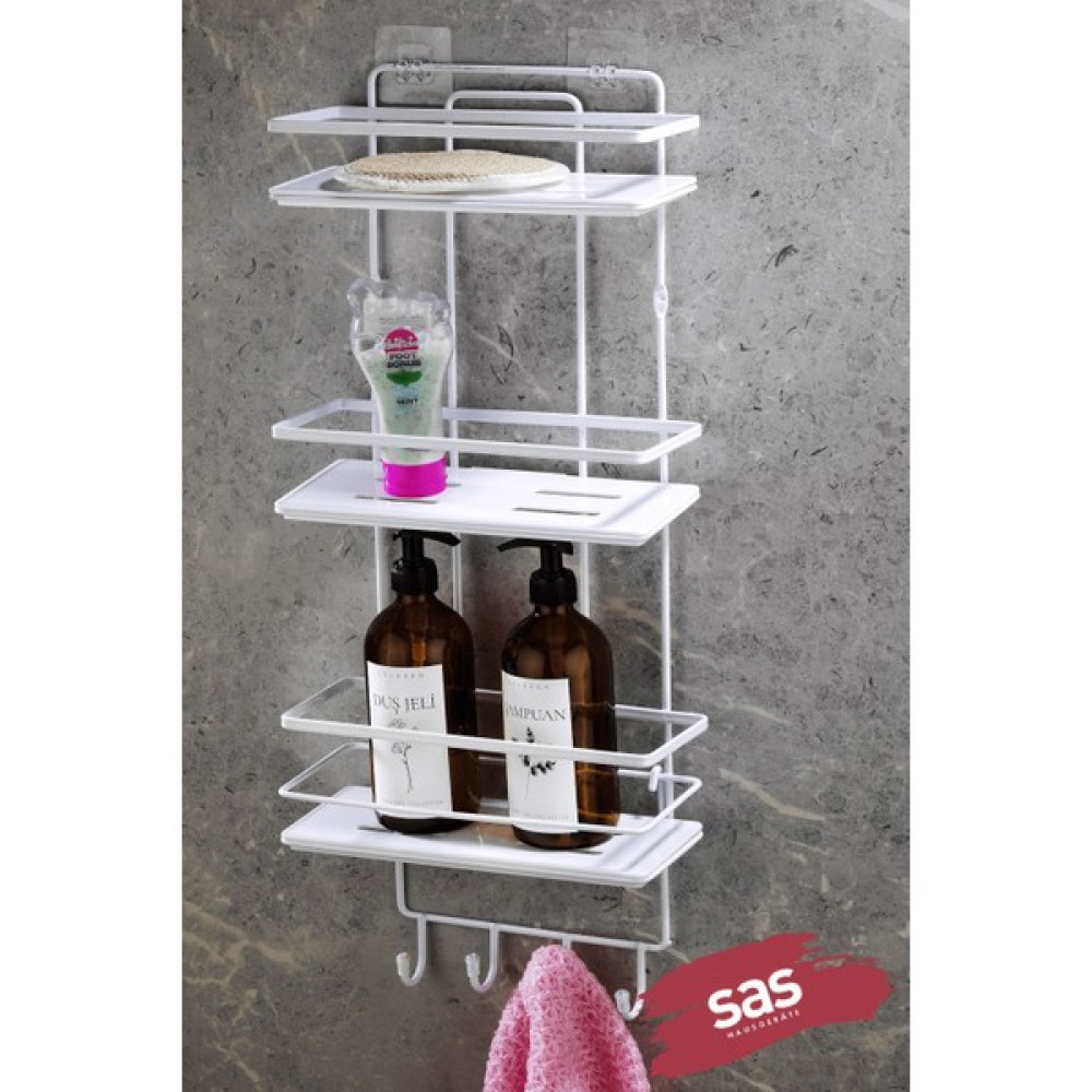 Sas Haus Yapışkanlı Ömür Boyu Paslanmaz Kristal Ayarlanabilir Raf Banyo Düzenleyici Şampuanlık Beyaz - Beyaz Lş-03 Bbbk Banyo Rafı Fiyatı