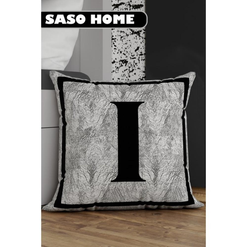 Saso Home Harfli Kırlent Kılıfı I+ Harfi - Harfli Dekoratif Hediyelik Dijital Baskılı Kırlent - Yastık Kılıfı - 43 x 43 cm - Gri Kırlent / Mobilya Yastığı Fiyatı