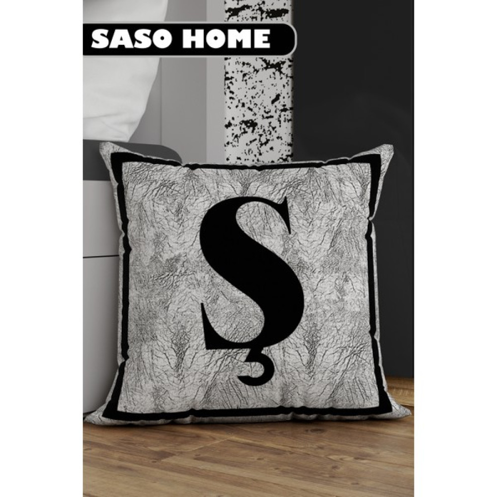 Saso Home Harfli Kırlent Kılıfı Ş Harfi - Harfli Dekoratif Hediyelik Dijital Baskılı Kırlent - Yastık Kılıfı - 43 x 43 cm - Gri Kırlent / Mobilya Yastığı Fiyatı