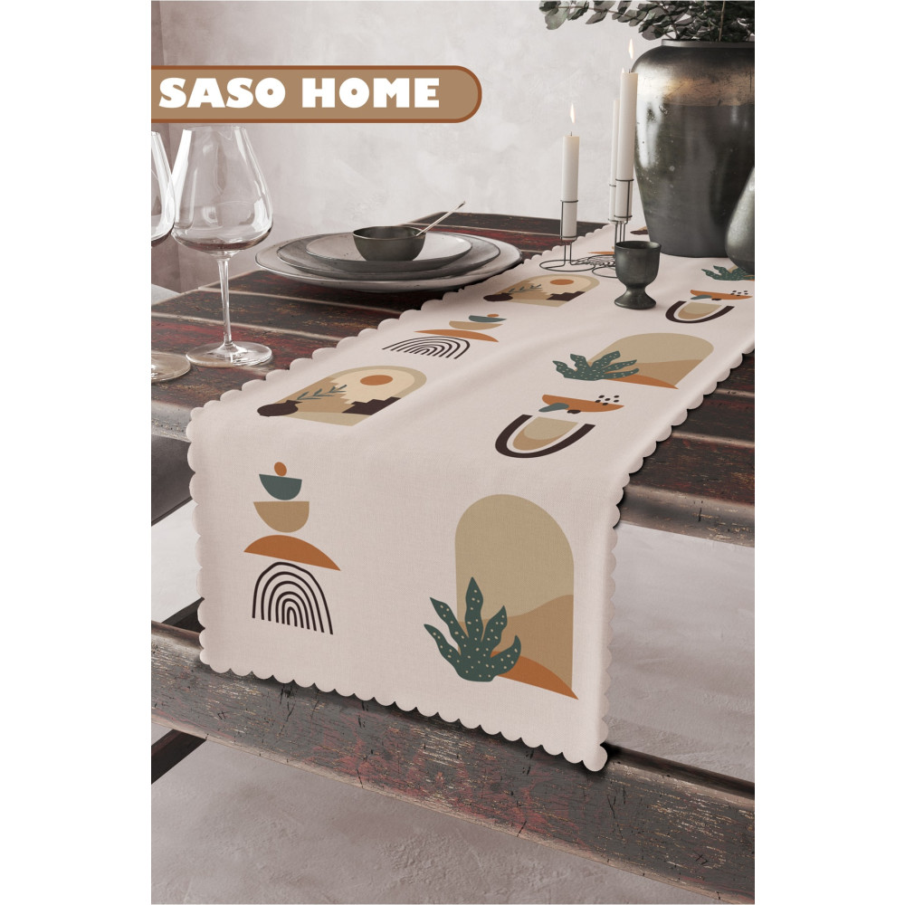 SasoHome Ethnic African Surrealist Desenli Kaliteli Kadife Kumaş 45x140 Cm Dekoratif - Hediyelik Runner Runner Fiyatı