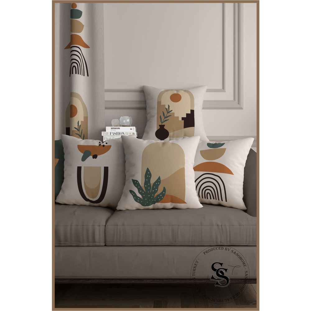 SasoHome Ethnic African Surrealist - (her Koltuğa Uygun) 4lü Dijital Baskılı Kırlent Kılıfı Yatak Odası Tekstili Fiyatı