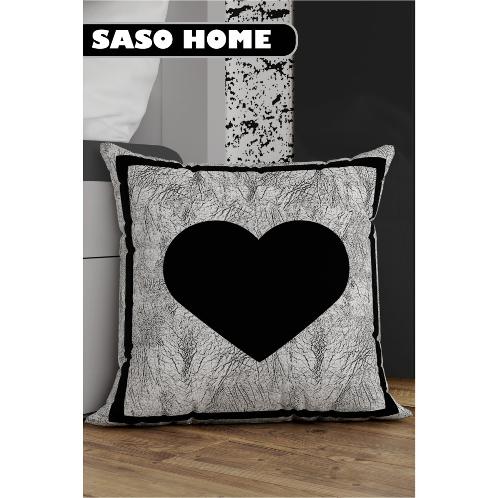 SasoHome Harfli Kırlent Kılıfı - Kalp Işareti - Harfli Dekoratif Dijital Baskılı Kırlent Kılıfı 43 x 43 Beden Yatak Odası Tekstili Fiyatı