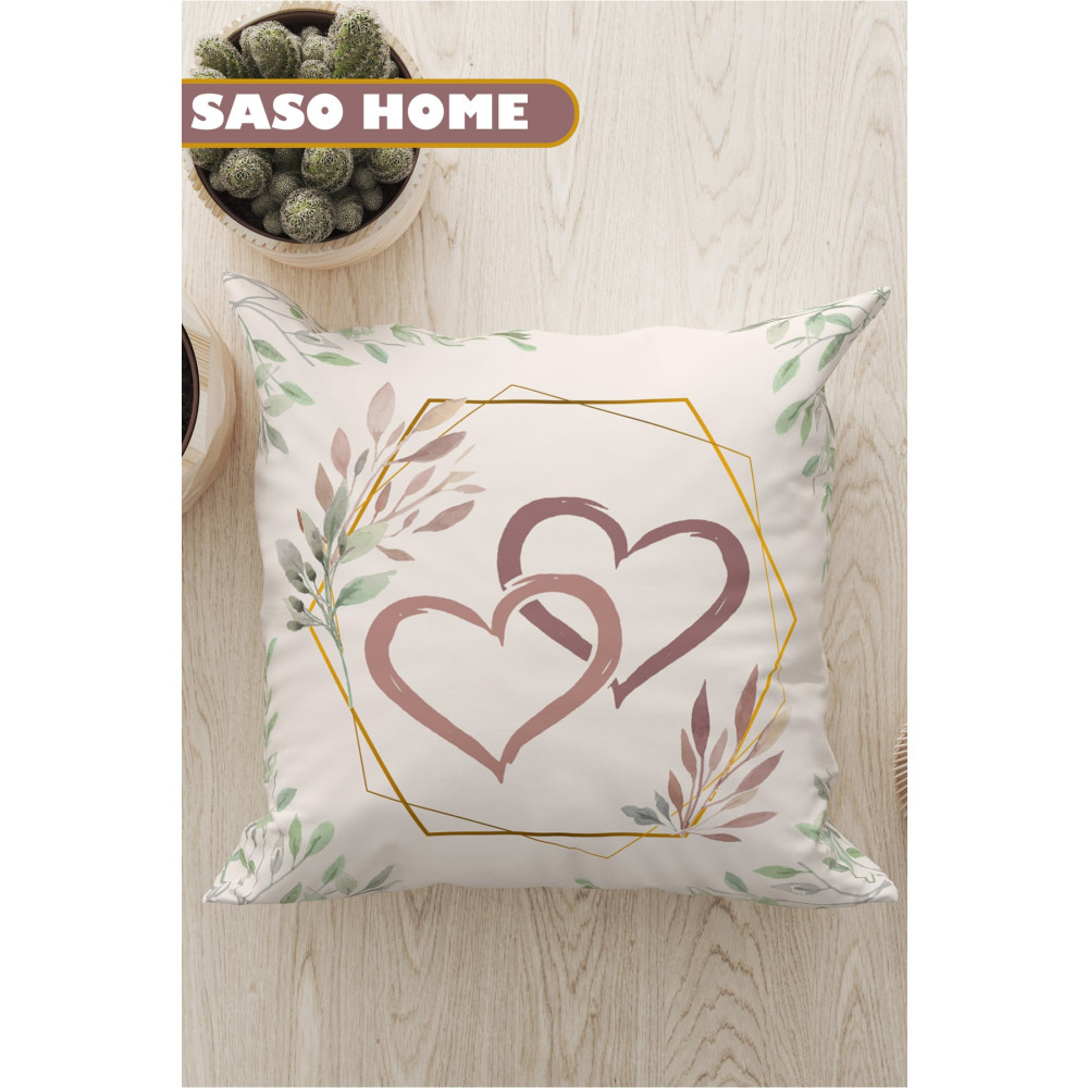 SasoHome Harfli Kırlent Kılıfı - Kalpli - Aşk Kombin - Harfli Dekoratif Kırlent - Yastık Kılıfı 43 x 43 Beden Yatak Odası Tekstili Fiyatı