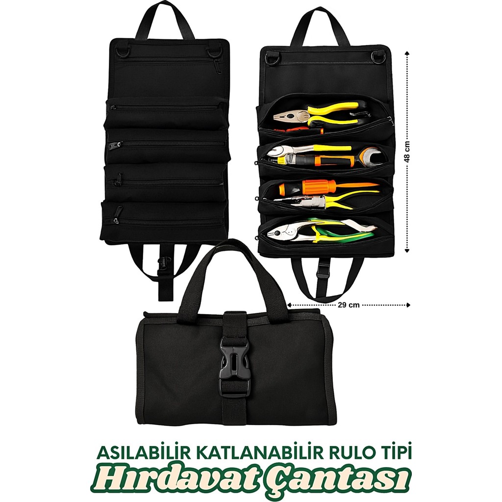 Satış Diyarı Asılabilir Hırdavat Çantası Çok Amaçlı Alet Çantası Bez Alet Çantası Asılabilir Katlanabilir Takım Çantası Rulo Tipi 1 Adet - 29 x 48 cm Diğer Fiyatı