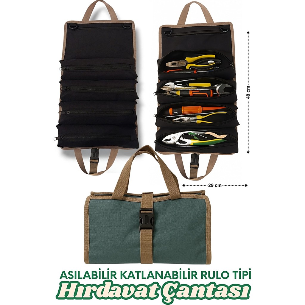 Satış Diyarı Asılabilir Katlanabilir Hırdavat Çantası Bez Alet Çantası Çanta Çok Amaçlı Alet Çantası Takım Çantası Rulo Tipi 1 Adet - 29 cm 49 cm Diğer Fiyatı