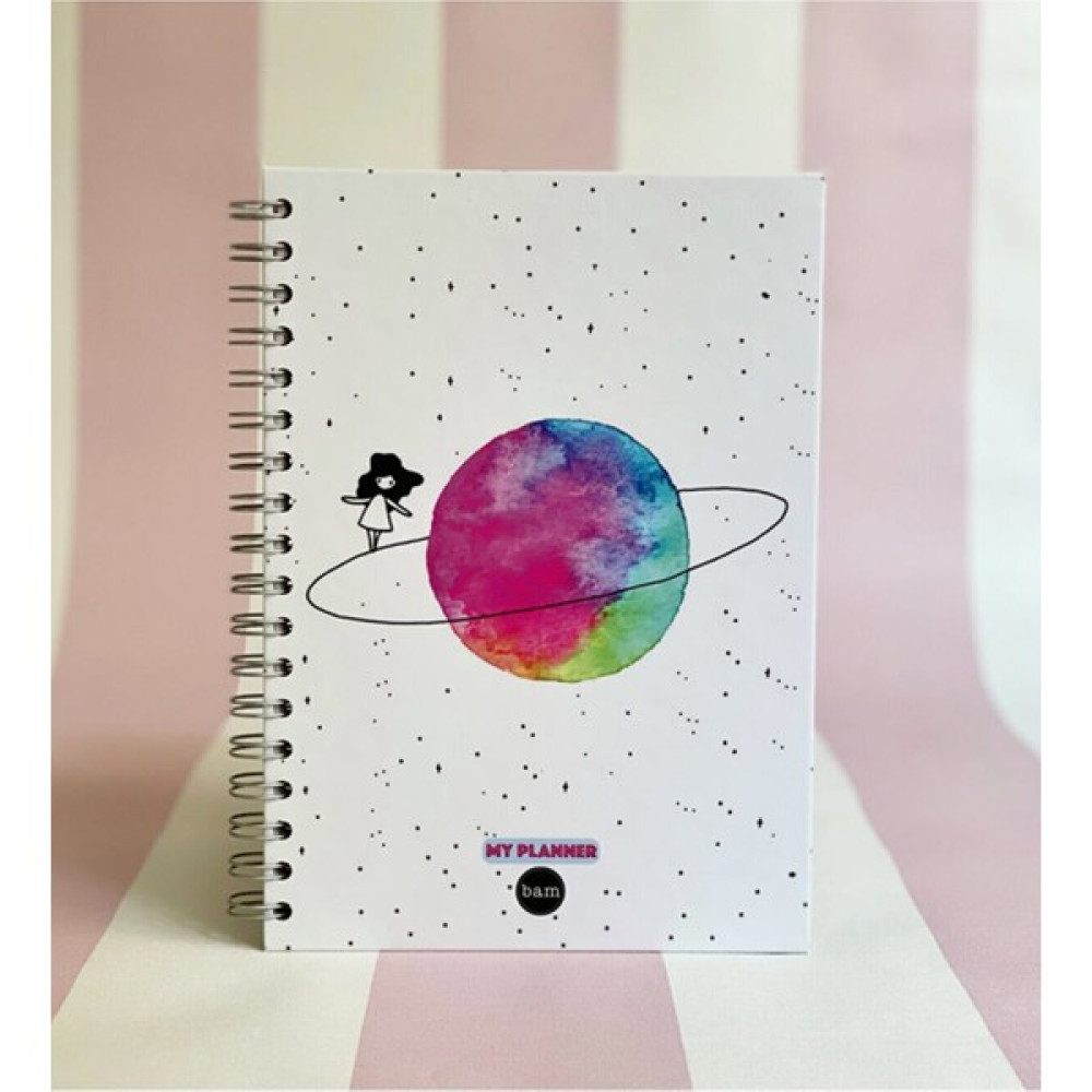 Satünlü Kız Tasarımlı Spiralli Sticker'lı Tarihsiz Konuşan Ajanda Haftalık Planlayıcı Defter  Spiralli Defter Fiyatı