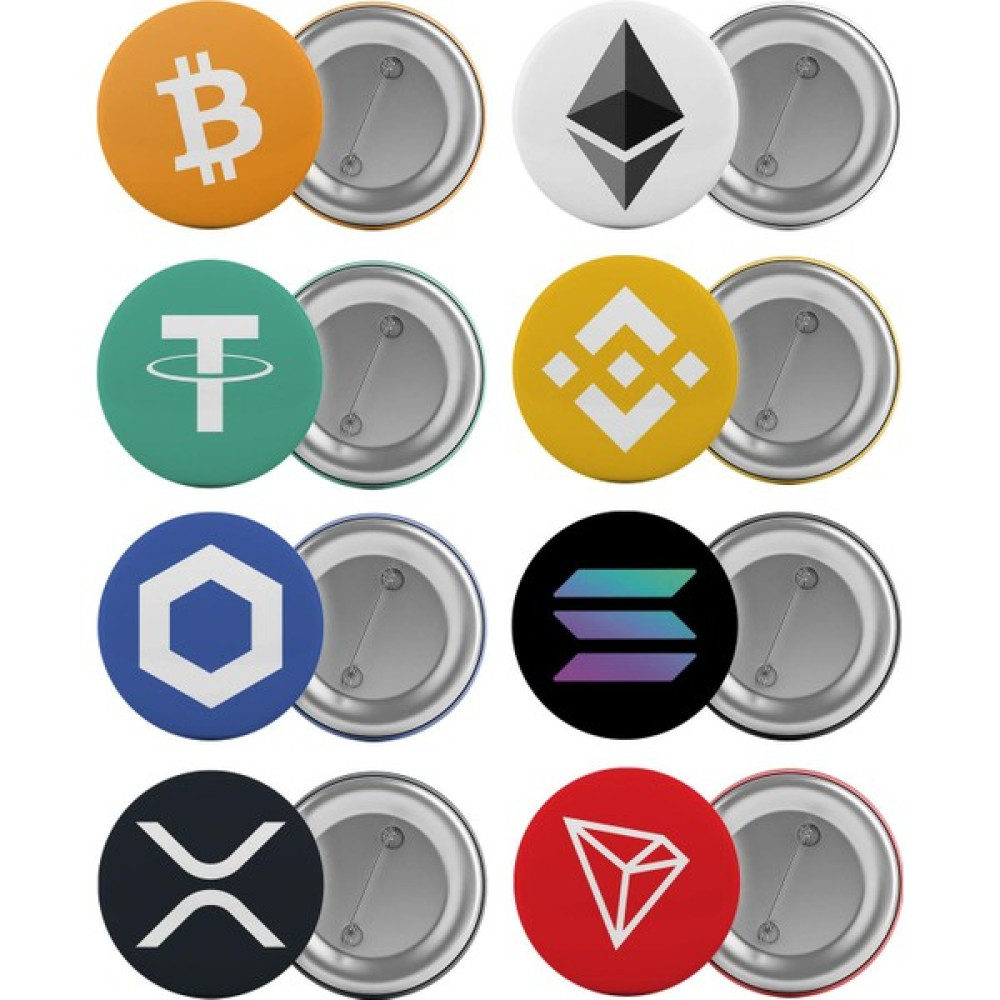 Satürn Bitcoin Kripto Paralar Çanta Rozeti Seti 8 Adet En Büyük Boy 5.8cm Iğneli Broş - Renkli Okul Çantası Fiyatı