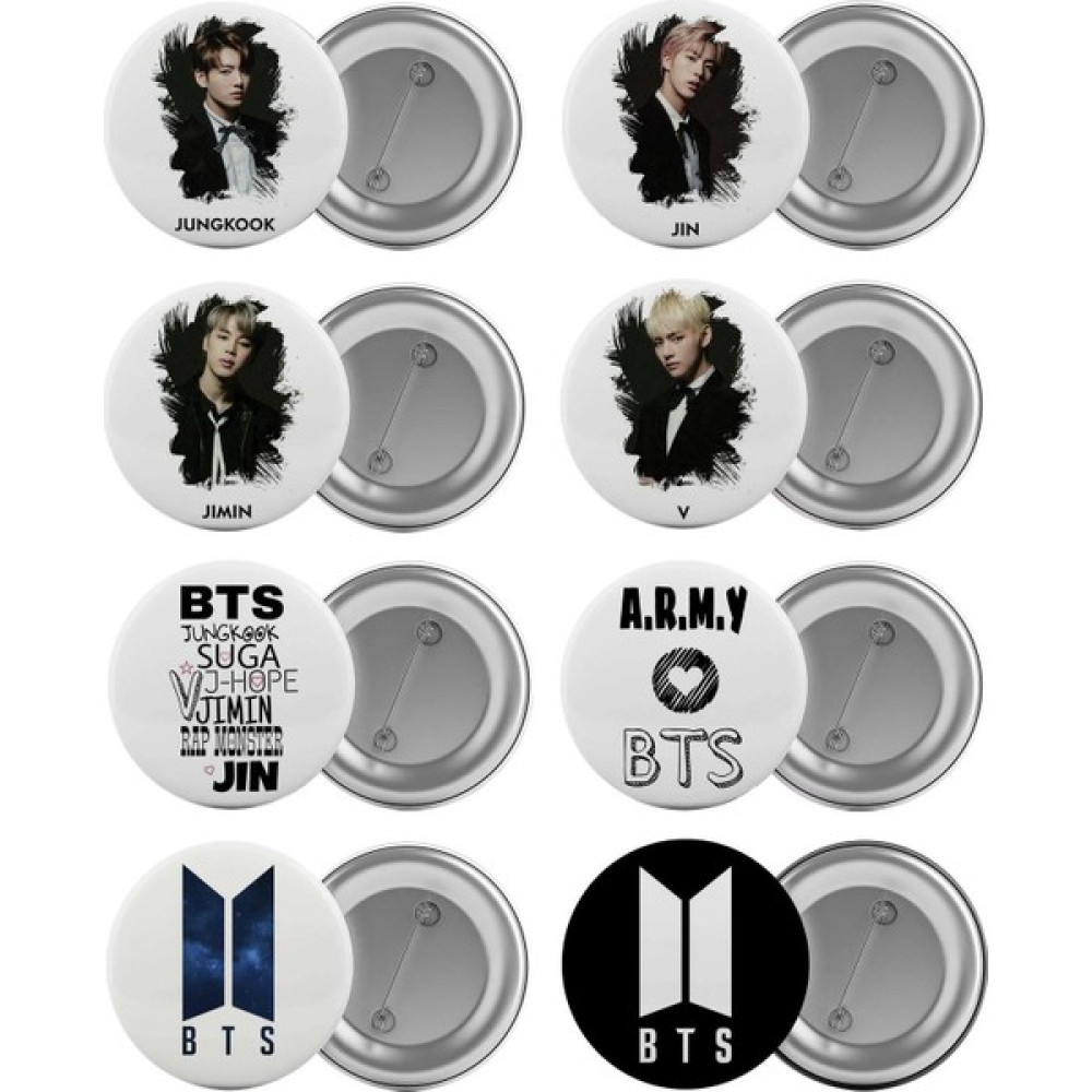 Satürn Bts Çanta Rozeti Seti 8 Adet En Büyük Boy 5.8cm Iğneli Broş - Renkli Okul Çantası Fiyatı