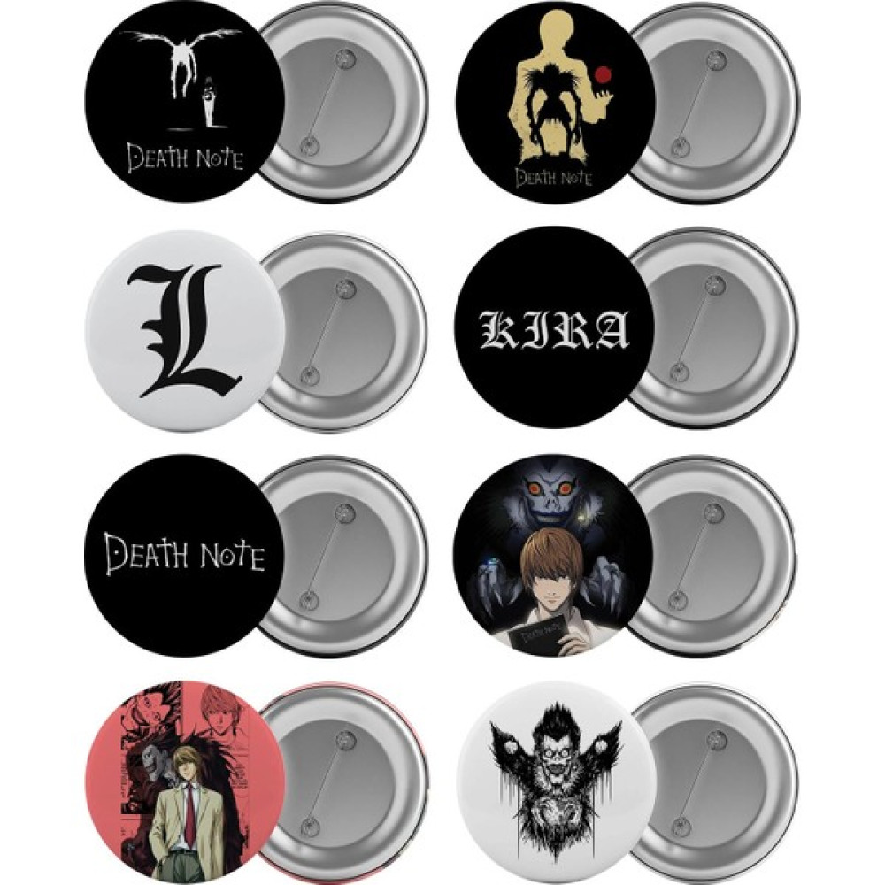 Satürn Death Note Çanta Rozeti Seti 8 Adet En Büyük Boy 5.8cm Iğneli Broş - Renkli Okul Çantası Fiyatı