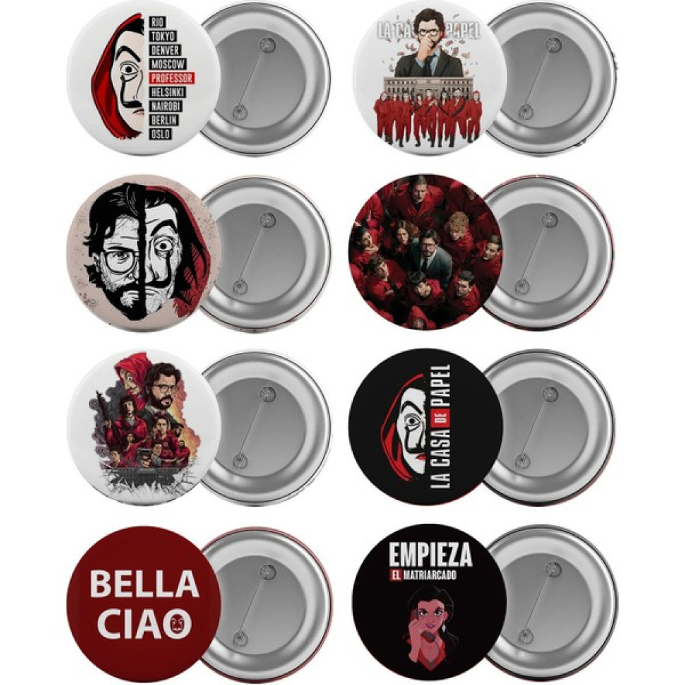 Satürn La Casa De Papel Çanta Rozeti Seti 8 Adet En Büyük Boy 5.8cm Iğneli Broş - Renkli Okul Çantası Fiyatı