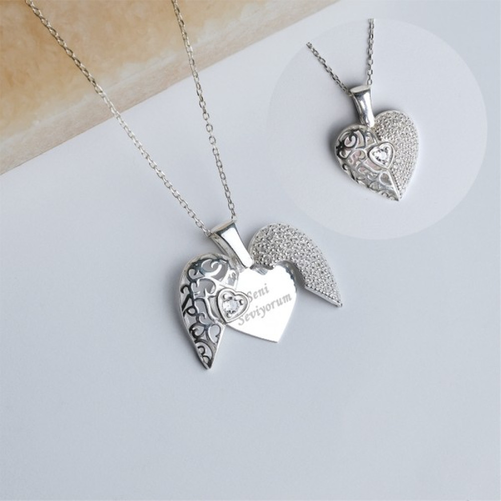 Satürn Silver Aşkın Kanatları Isimli Gümüş Kolye Melek Kanadı Kolye Gümüş Kolye Fiyatı